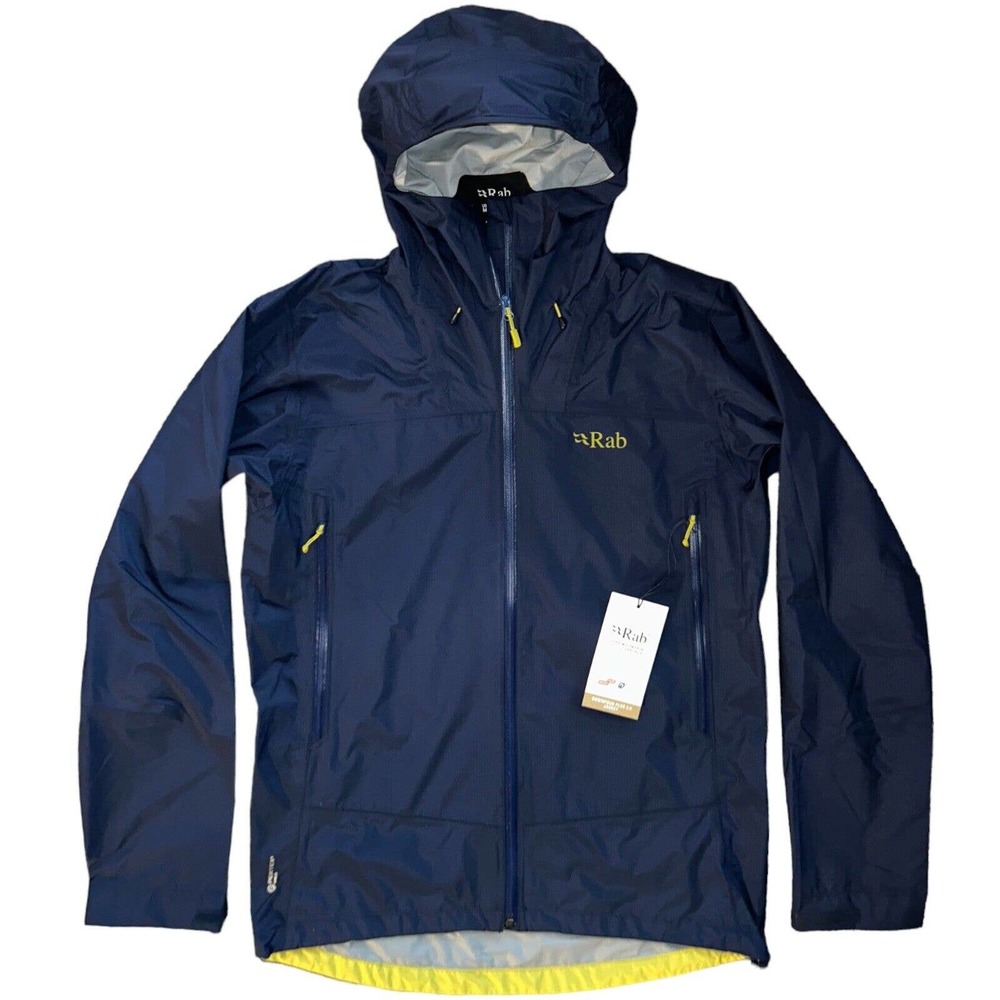 RAB Mens Downpour Plus 2.0 Hooded Jacket Medium Deep Ink Navy Blue NEW with Tags